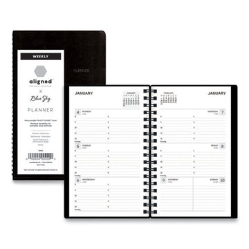 Blue Sky® Aligned Weekly Contacts Planner, 6 X 3.5, Black Cover, 12-month (jan To Dec): 2022 freeshipping - TVN Wholesale